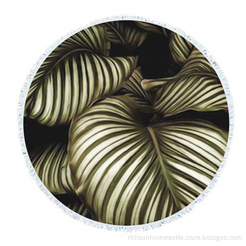 leaves round towel